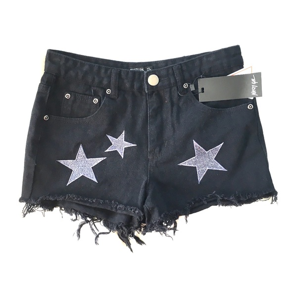 Nasty Gal Pants - Nasty Gal Denim Star Shorts